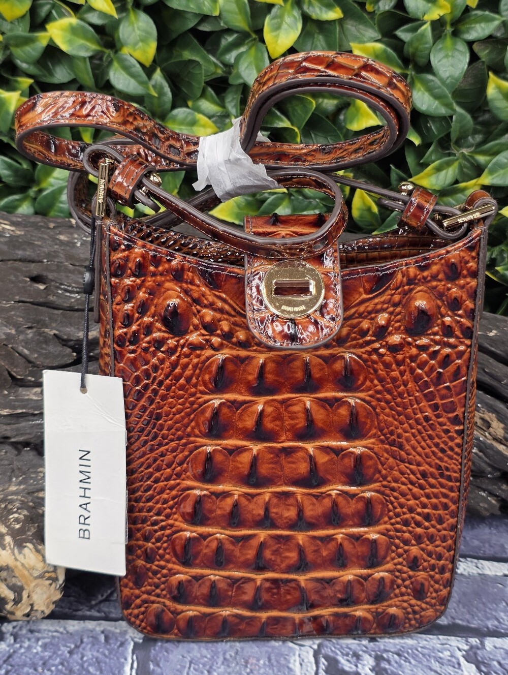 BRAHMIN Marley Small Leather Crossbody - Pecan Melbourne - Picture 2 of 9